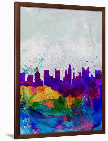 Columbus Watercolor Skyline-NaxArt-Framed Art Print