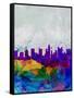 Columbus Watercolor Skyline-NaxArt-Framed Stretched Canvas