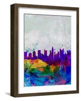 Columbus Watercolor Skyline-NaxArt-Framed Art Print