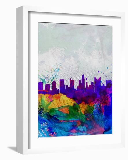 Columbus Watercolor Skyline-NaxArt-Framed Art Print