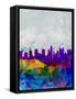 Columbus Watercolor Skyline-NaxArt-Framed Stretched Canvas