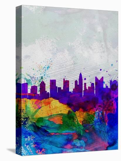 Columbus Watercolor Skyline-NaxArt-Stretched Canvas