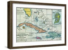 Columbus: West Indies Map-null-Framed Giclee Print