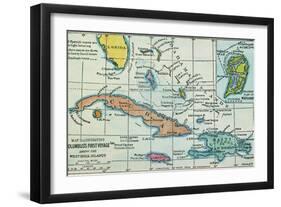 Columbus: West Indies Map-null-Framed Giclee Print