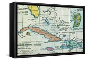 Columbus: West Indies Map-null-Framed Stretched Canvas