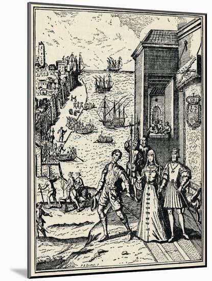 Columbus with Ferdinand and Isabella, (3rd August 149), 1912-null-Mounted Giclee Print