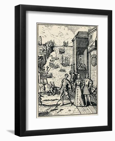 Columbus with Ferdinand and Isabella, (3rd August 149), 1912-null-Framed Premium Giclee Print