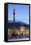 Column at Schlossplatz Square and Neues Schloss Castle-Markus Lange-Framed Stretched Canvas