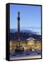 Column at Schlossplatz Square and Neues Schloss Castle-Markus Lange-Framed Stretched Canvas