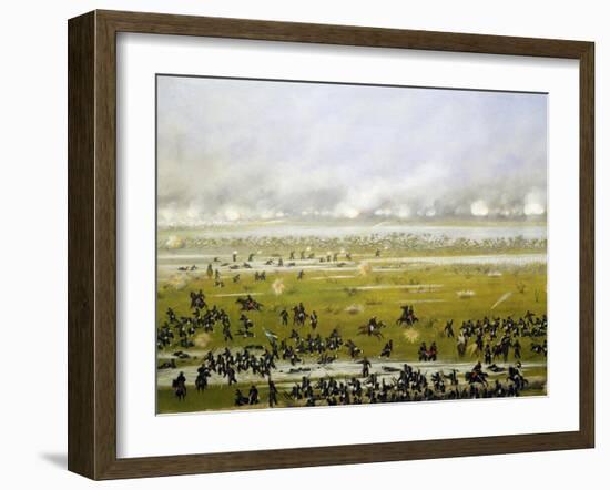 Column of Argentine Forces Led by General Emilio Mitre, Launching Attack in Curupayty-Candido Lopez-Framed Giclee Print