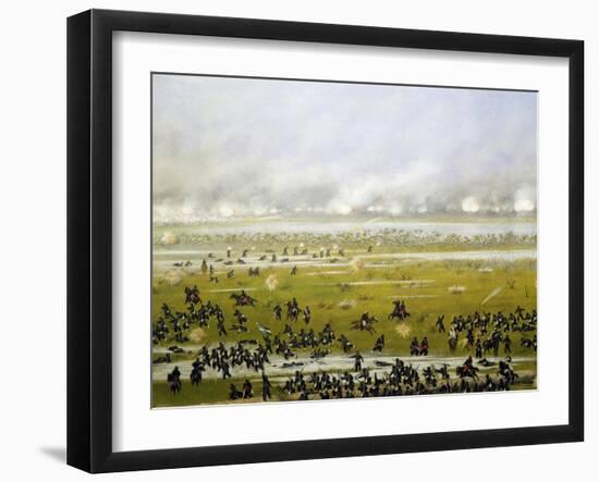 Column of Argentine Forces Led by General Emilio Mitre, Launching Attack in Curupayty-Candido Lopez-Framed Giclee Print