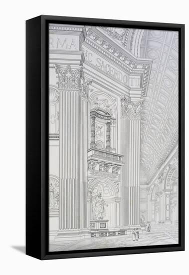 Column of Main Cupola of St. Peter's Basilica at Vatican-Paul Marie Letarouilly-Framed Stretched Canvas