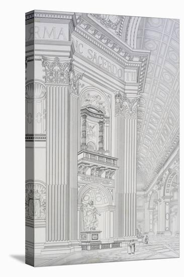 Column of Main Cupola of St. Peter's Basilica at Vatican-Paul Marie Letarouilly-Stretched Canvas