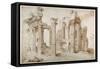 Columniated Ruins of the Temple of Minerva-Sebastian Vrancx-Framed Stretched Canvas