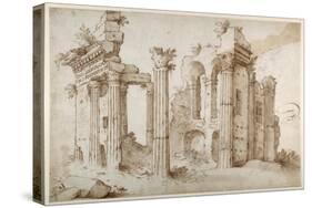 Columniated Ruins of the Temple of Minerva-Sebastian Vrancx-Stretched Canvas