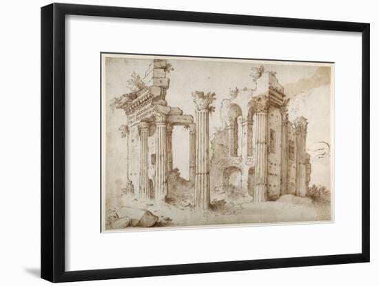 Columniated Ruins of the Temple of Minerva-Sebastian Vrancx-Framed Giclee Print