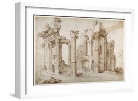 Columniated Ruins of the Temple of Minerva-Sebastian Vrancx-Framed Giclee Print