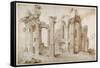 Columniated Ruins of the Temple of Minerva-Sebastian Vrancx-Framed Stretched Canvas