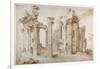 Columniated Ruins of the Temple of Minerva-Sebastian Vrancx-Framed Giclee Print