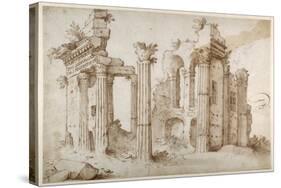 Columniated Ruins of the Temple of Minerva-Sebastian Vrancx-Stretched Canvas