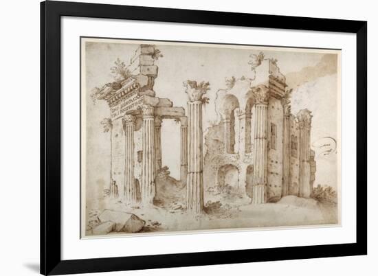 Columniated Ruins of the Temple of Minerva-Sebastian Vrancx-Framed Giclee Print