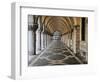 Columns and Archways Along Patterned Passageway at the Doge's Palace, Venice, Italy-Dennis Flaherty-Framed Photographic Print