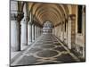 Columns and Archways Along Patterned Passageway at the Doge's Palace, Venice, Italy-Dennis Flaherty-Mounted Photographic Print