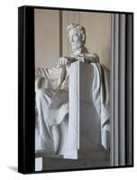 Columns and Statue of Lincoln at Lincoln Memorial, Washington DC, USA-Scott T. Smith-Framed Stretched Canvas