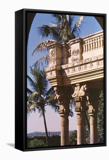Columns Crowned by Achaemenian Bull Capitals Decorating the Entrance to the Zoroastrian College-null-Framed Stretched Canvas