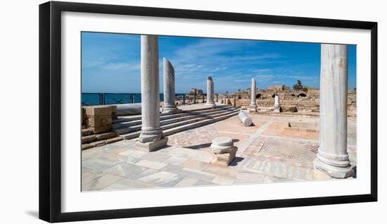 Columns in archaeological site in ancient port city of Caesarea, Israel-null-Framed Photographic Print