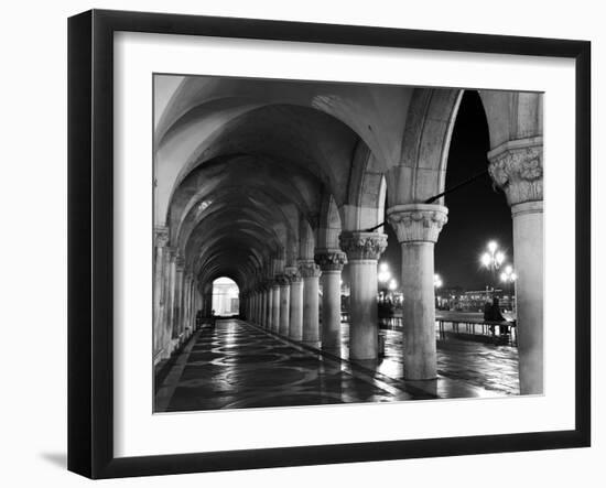 Columns of the Doge's Palace at Night, Venice, Veneto Region, Italy-Nadia Isakova-Framed Photographic Print