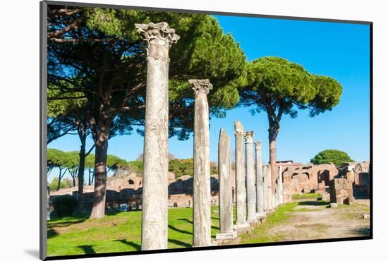 Columns of Theater, Ostia Antica archaeological site, Ostia, Rome province, Latium (Lazio), Italy-Nico Tondini-Mounted Photographic Print