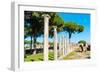 Columns of Theater, Ostia Antica archaeological site, Ostia, Rome province, Latium (Lazio), Italy-Nico Tondini-Framed Photographic Print