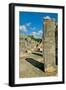 Columns with carved stonework on the Temple of the Warriors at the ancient Mayan city of Chichen...-null-Framed Photographic Print