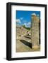 Columns with carved stonework on the Temple of the Warriors at the ancient Mayan city of Chichen...-null-Framed Photographic Print