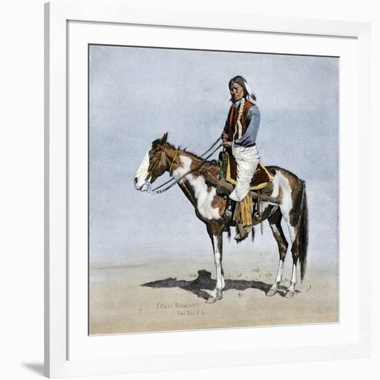 Comanche Brave on Horseback, 1800s-null-Framed Giclee Print