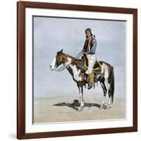 Comanche Brave on Horseback, 1800s-null-Framed Giclee Print