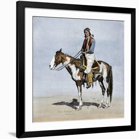 Comanche Brave on Horseback, 1800s-null-Framed Giclee Print