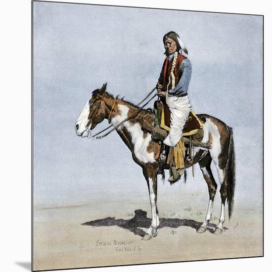 Comanche Brave on Horseback, 1800s-null-Mounted Giclee Print