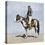 Comanche Brave on Horseback, 1800s-null-Stretched Canvas