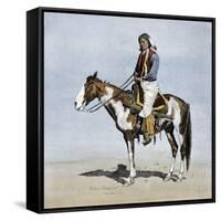 Comanche Brave on Horseback, 1800s-null-Framed Stretched Canvas