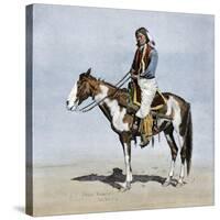 Comanche Brave on Horseback, 1800s-null-Stretched Canvas