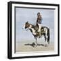 Comanche Brave on Horseback, 1800s-null-Framed Premium Giclee Print