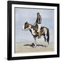 Comanche Brave on Horseback, 1800s-null-Framed Giclee Print