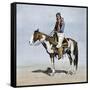 Comanche Brave on Horseback, 1800s-null-Framed Stretched Canvas