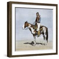 Comanche Brave on Horseback, 1800s-null-Framed Giclee Print