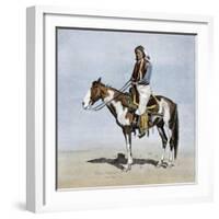 Comanche Brave on Horseback, 1800s-null-Framed Giclee Print