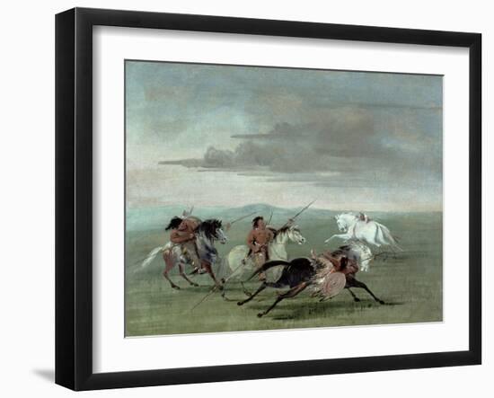 Comanche Feats of Martial Horsemanship, 1834-George Catlin-Framed Giclee Print