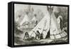 Comanche Indian Camp in the 1850s, from 'Le Tour Du Monde', Published in Paris, 1860s-null-Framed Stretched Canvas