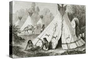 Comanche Indian Camp in the 1850s, from 'Le Tour Du Monde', Published in Paris, 1860s-null-Stretched Canvas